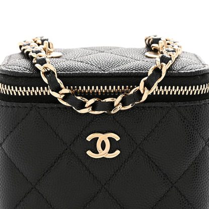 Chanel Caviar Quilted Mini Vanity Case With Chain Black 8 of 11