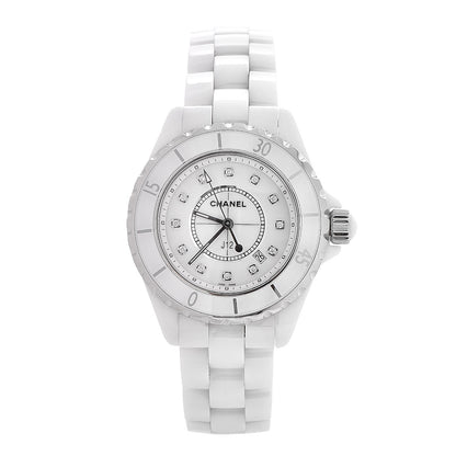 Chanel Stainless Steel Ceramic Diamond 33mm J12 Quartz Watch White 1 of 7