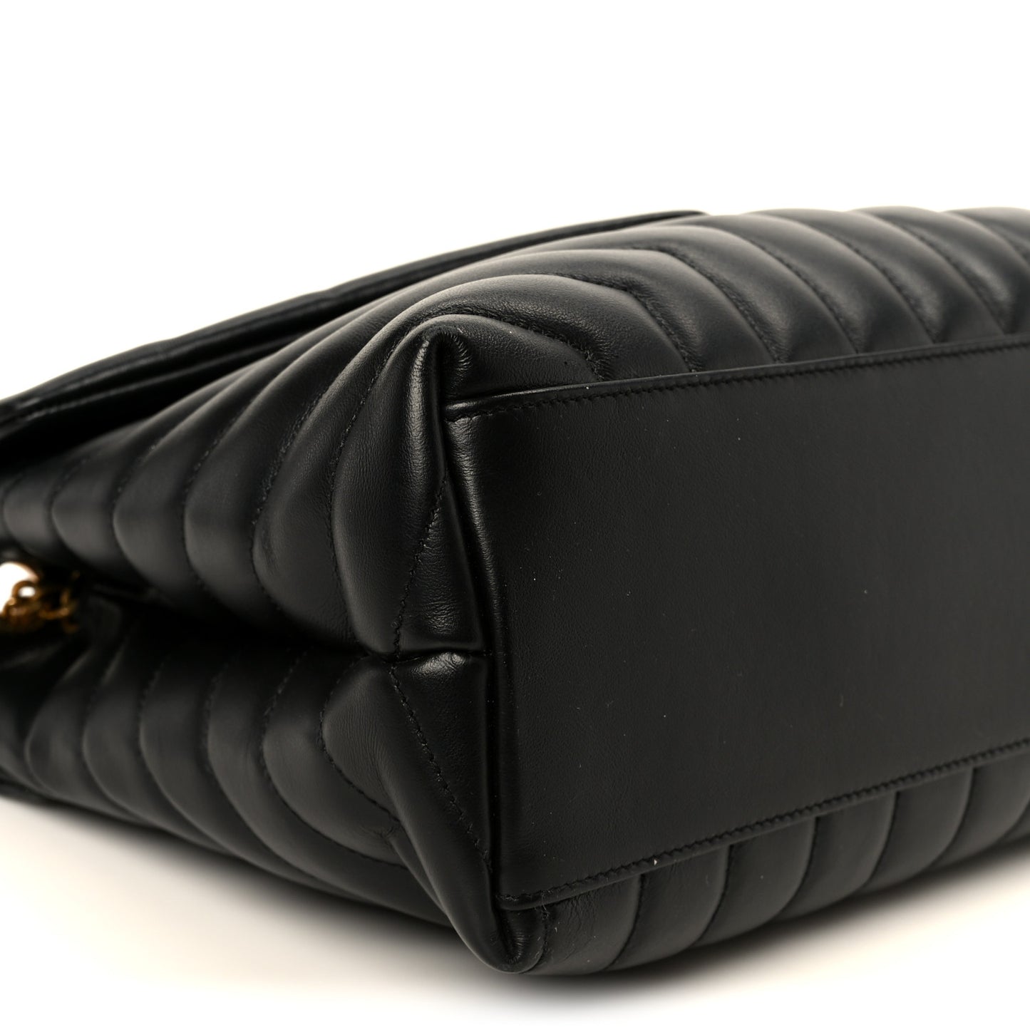 Calfskin Y Quilted Monogram Medium Loulou Chain Satchel Black