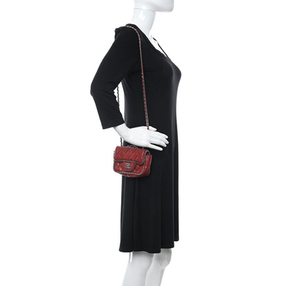 Chanel Lambskin Quilted Madison Chain Trim Micro Mini Square Flap Dark Red 2 of 10