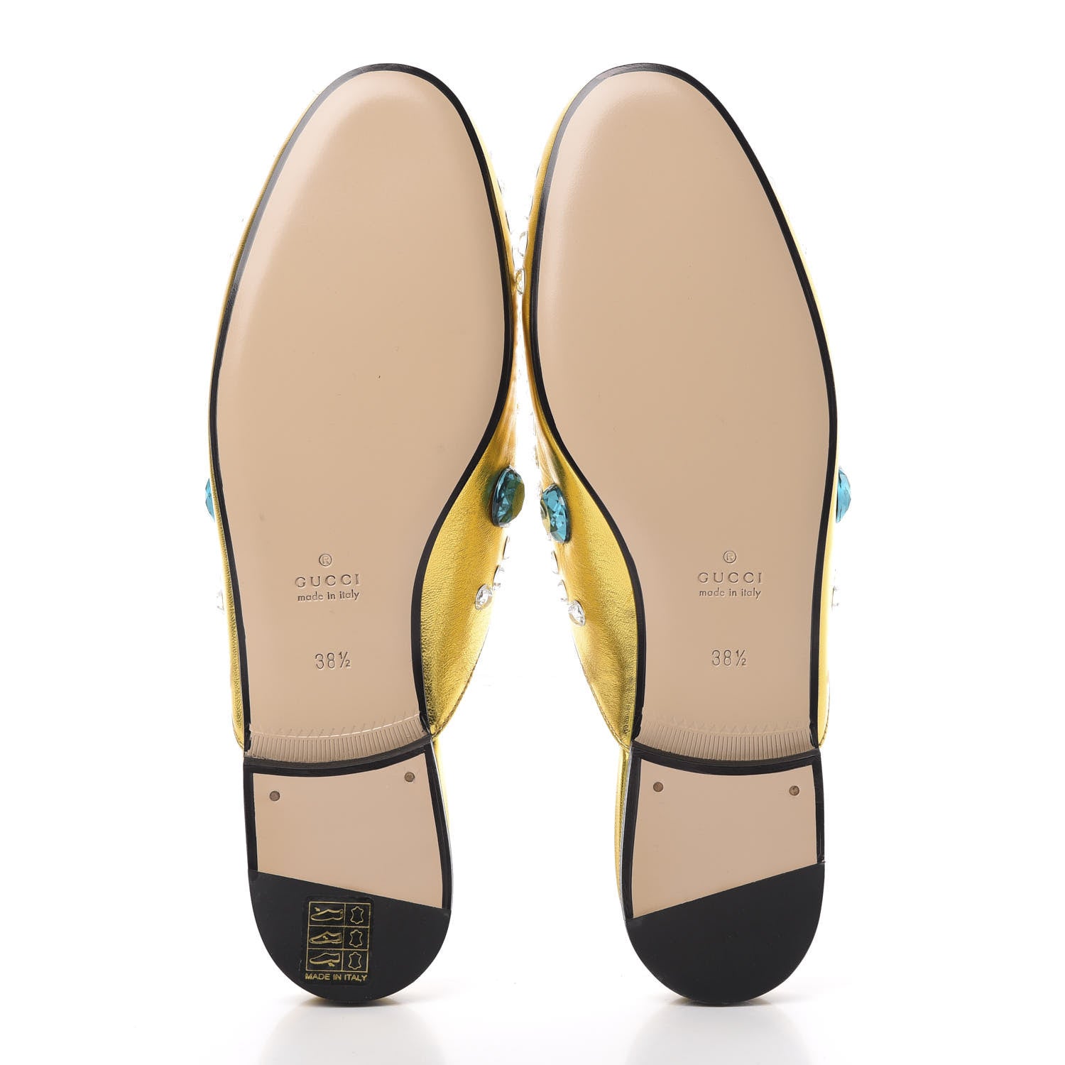 Gucci Metallic Nappa Crystal Womens Princetown Slippers 38.5 Gold 6 of 9
