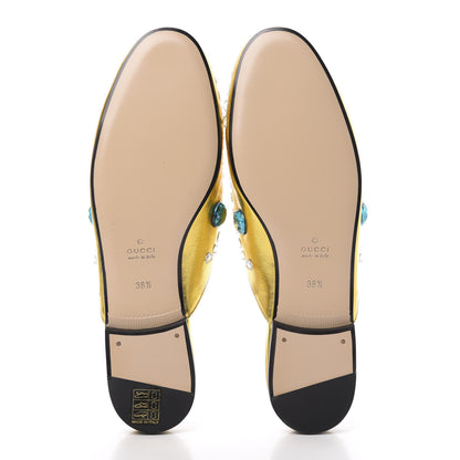 Gucci Metallic Nappa Crystal Womens Princetown Slippers 38.5 Gold 6 of 9