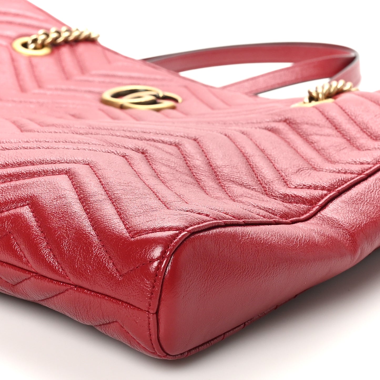 Azalea Calfskin Matelasse Medium GG Marmont Slim Tote Romantic Cerise