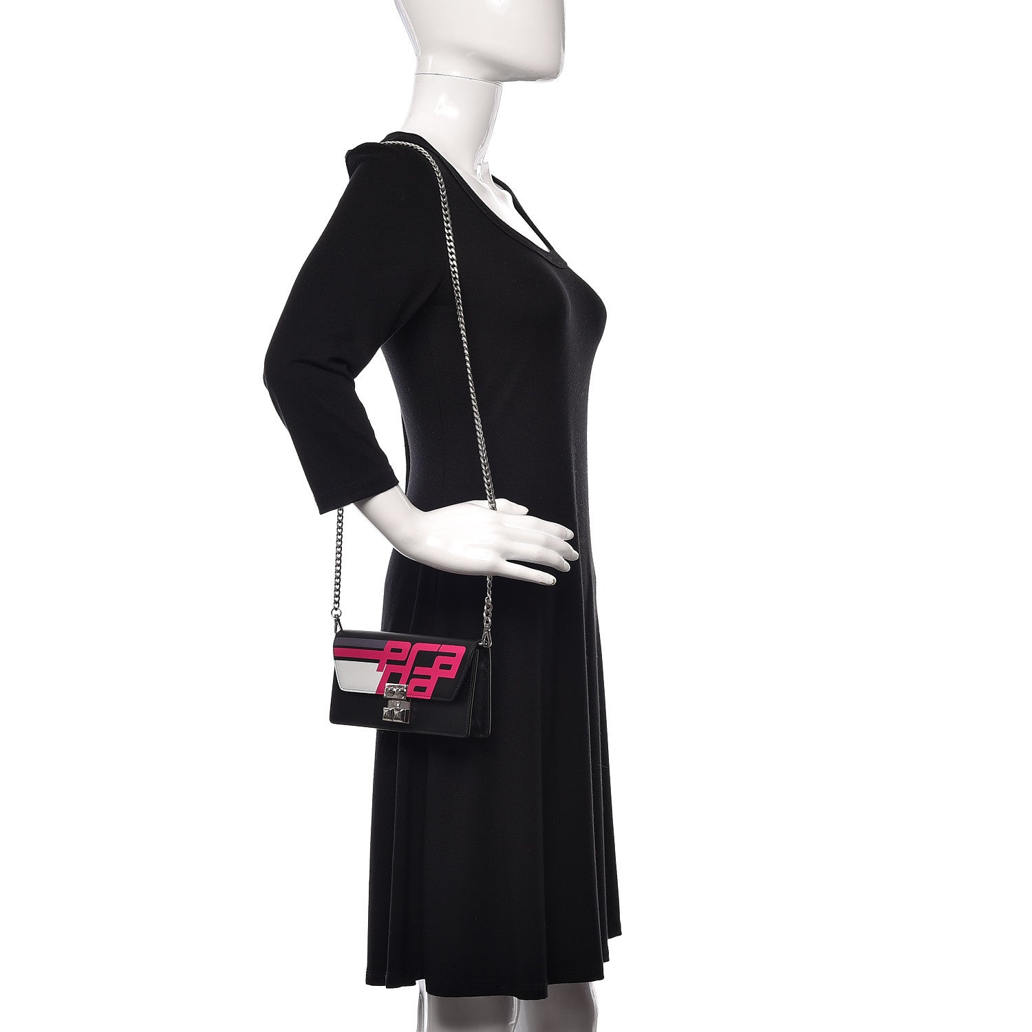 Prada City Calfskin Racing Logo Mini Elektra Crossbody Bag Fuxia Black 2 of 9