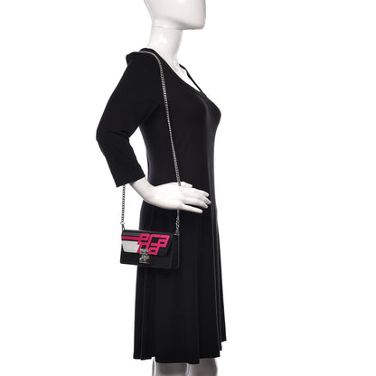 Prada City Calfskin Racing Logo Mini Elektra Crossbody Bag Fuxia Black 2 of 9