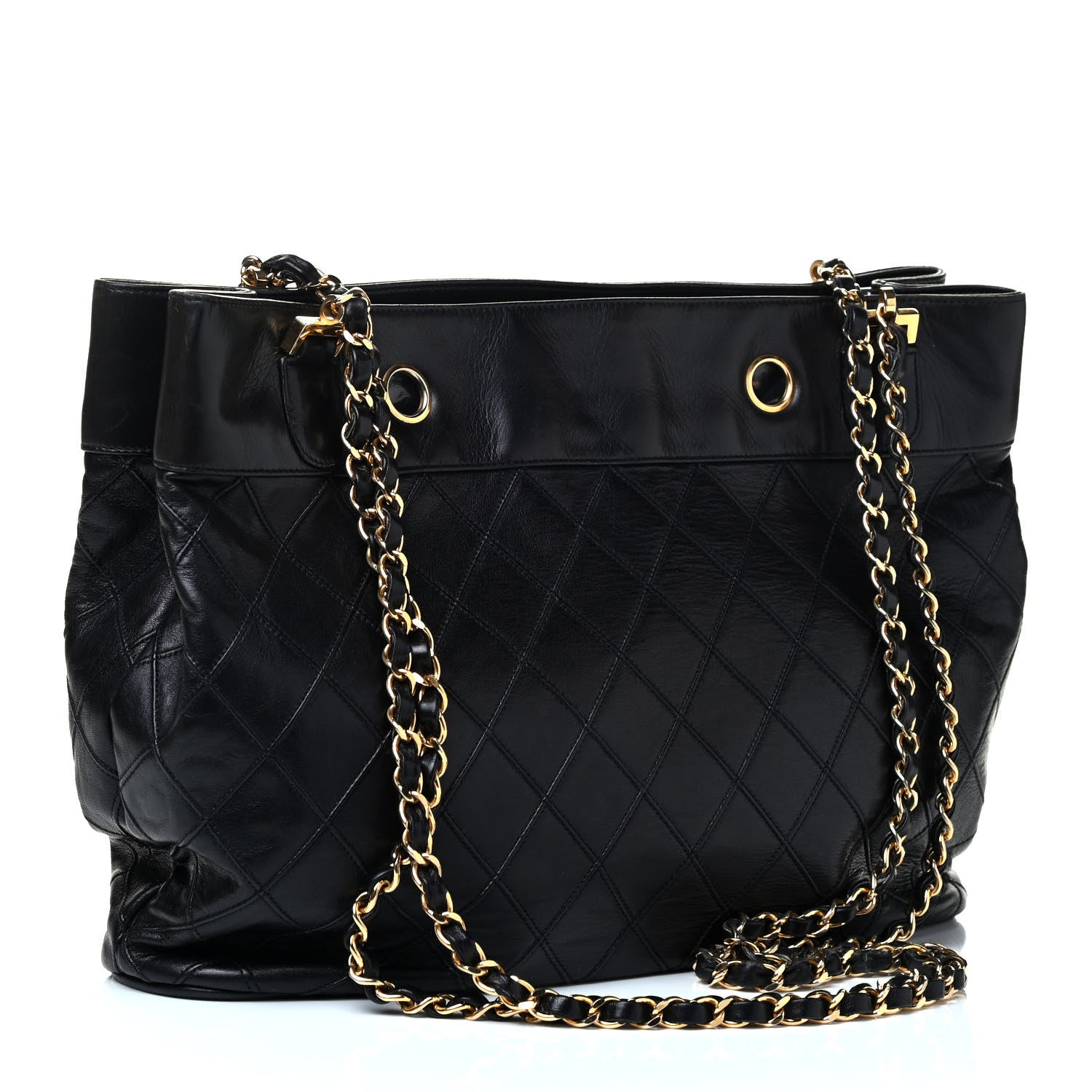 Chanel Lambskin Stitched Shopper Tote Black 5 of 21