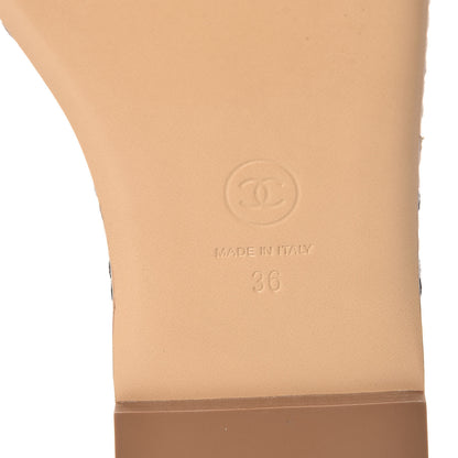 Chanel Cord CC Espadrille Slip On Sandals 36 Beige Black 7 of 10