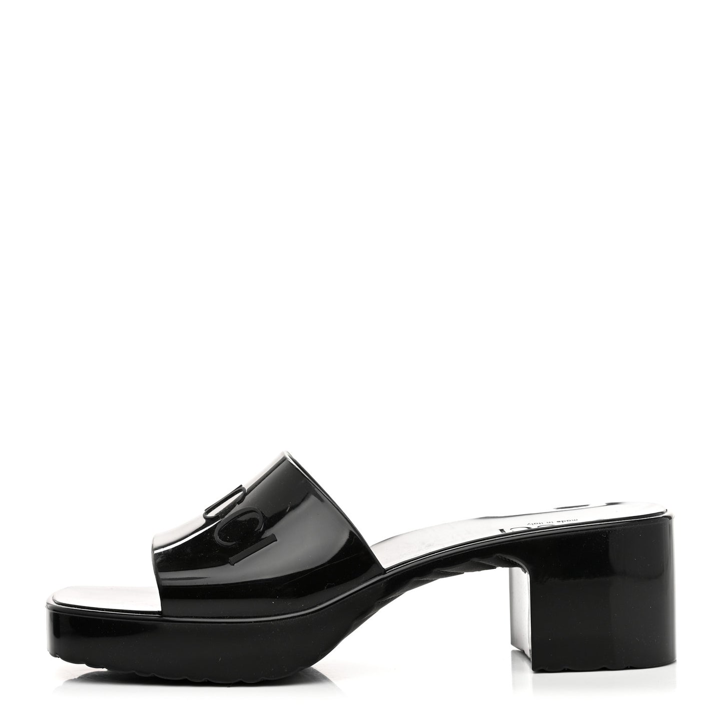 Rubber Gucci Logo Womens Platform 20/60mm Slide Sandals 37 Black