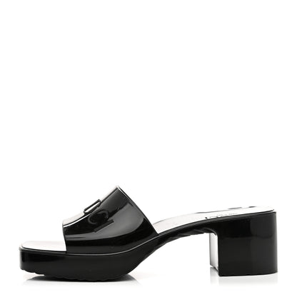 Gucci Rubber Gucci Logo Womens Platform 20/60mm Slide Sandals 37 Black 1 of 9