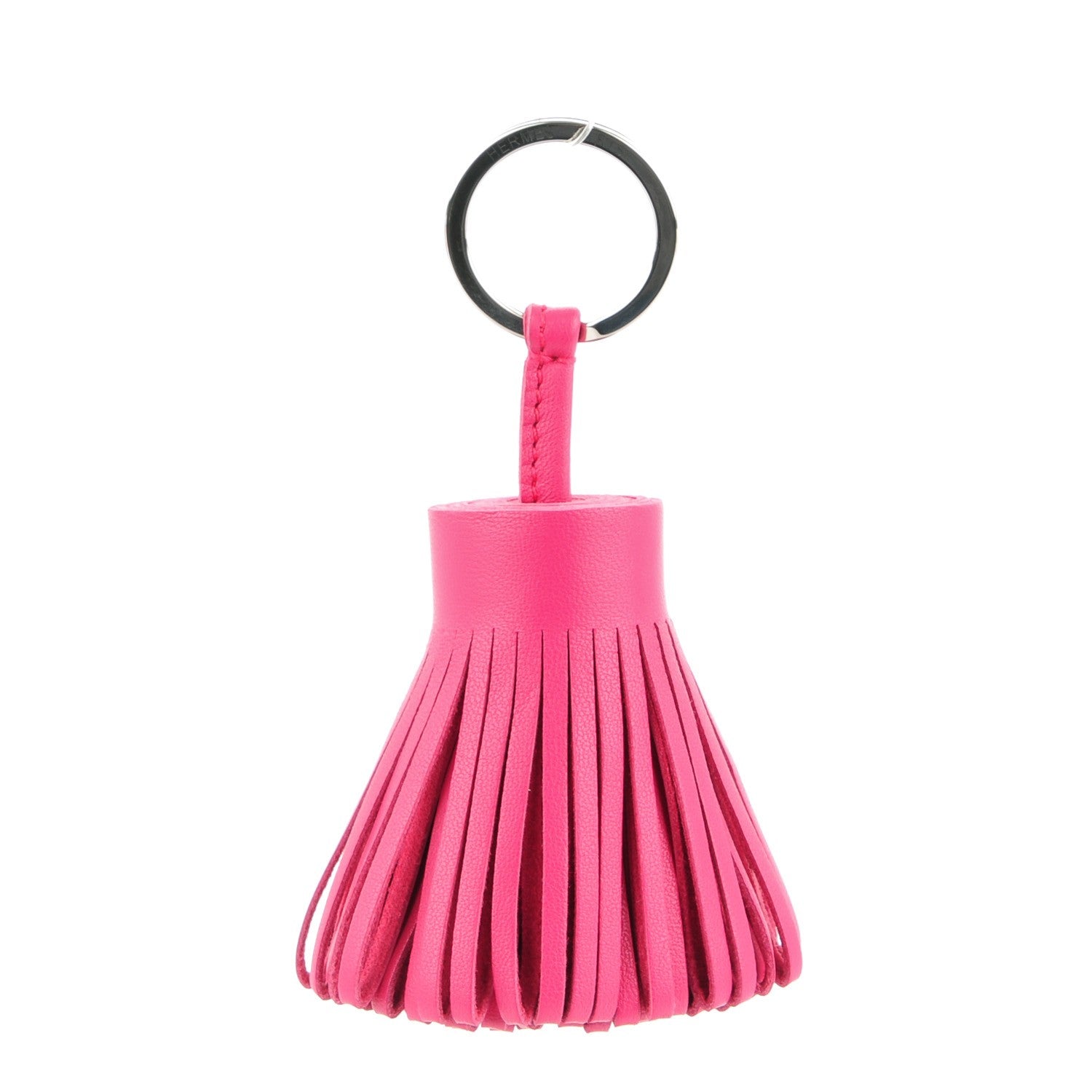 Hermes Lambskin Carmen Tassel Key Holder Rose Shocking 1 of 4