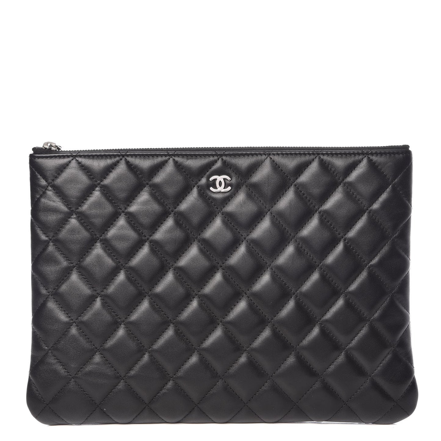 Lambskin Quilted Medium Cosmetic Case Black