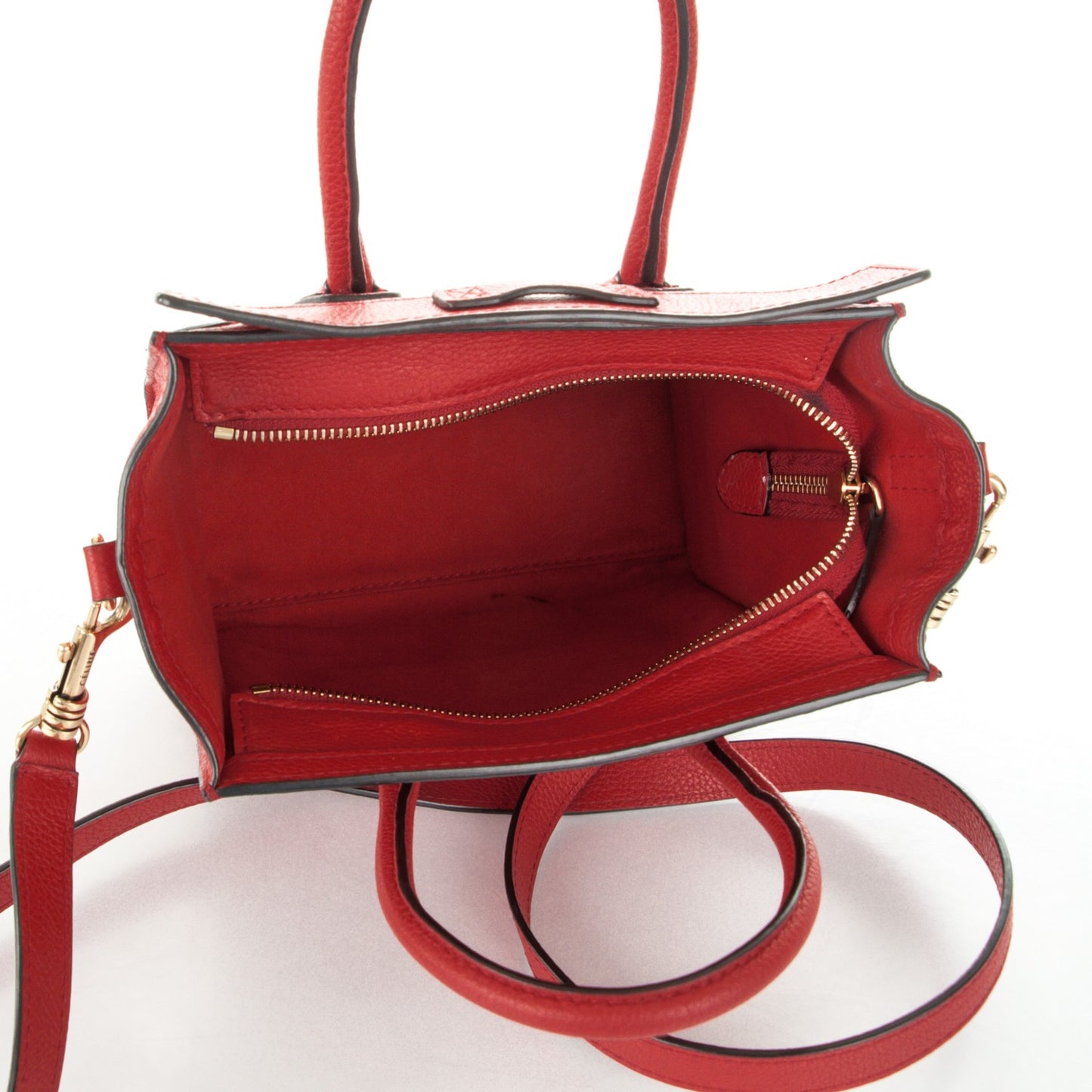 Drummed Calfskin Nano Luggage Coquelicot