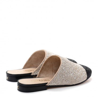 Chanel Pearl Embroidery CC Mules 35.5 Beige Black 4 of 12