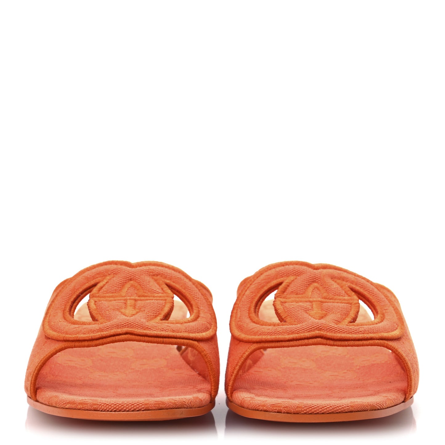 Canvas Interlocking G Cut Out Slide Sandals 40 Orange