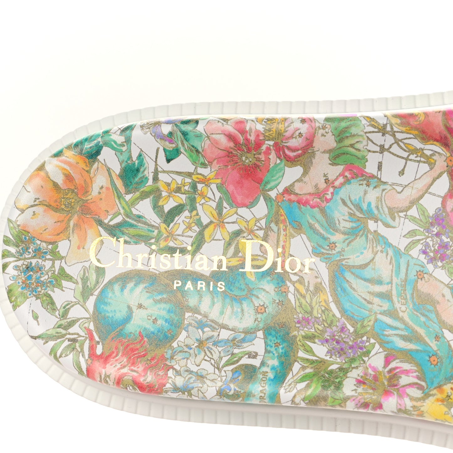 Canvas D-Constellation Embroidered Dway 10mm Slide Sandals 41 White Multicolor