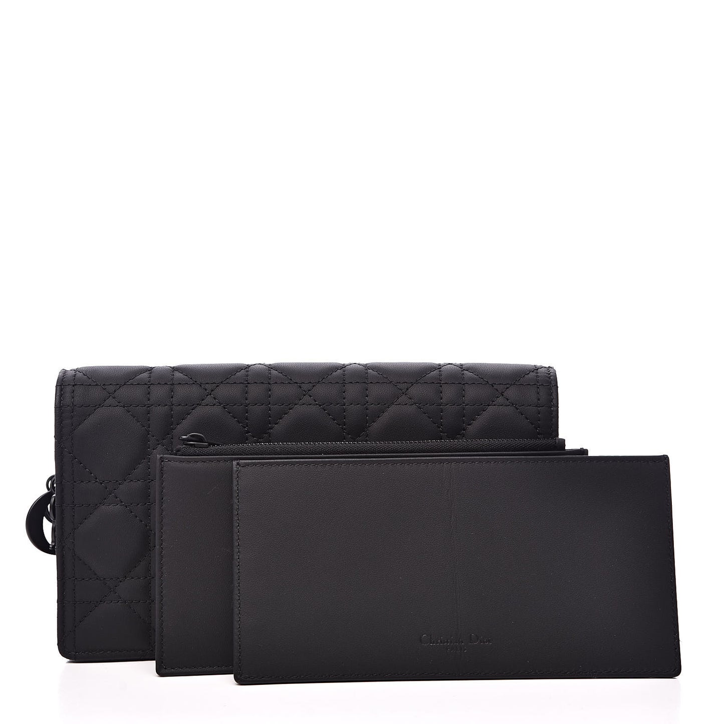Ultra Matte Calfskin Cannage Lady Dior Clutch Black