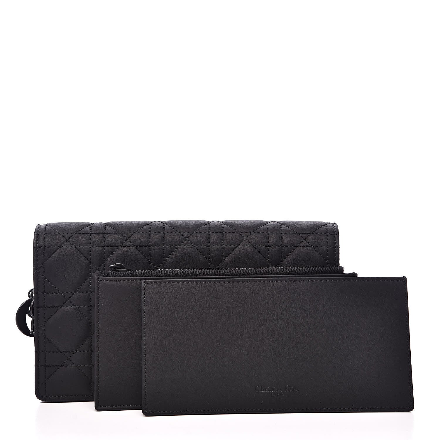 Christian Dior Ultra Matte Calfskin Cannage Lady Dior Clutch Black 10 of 11