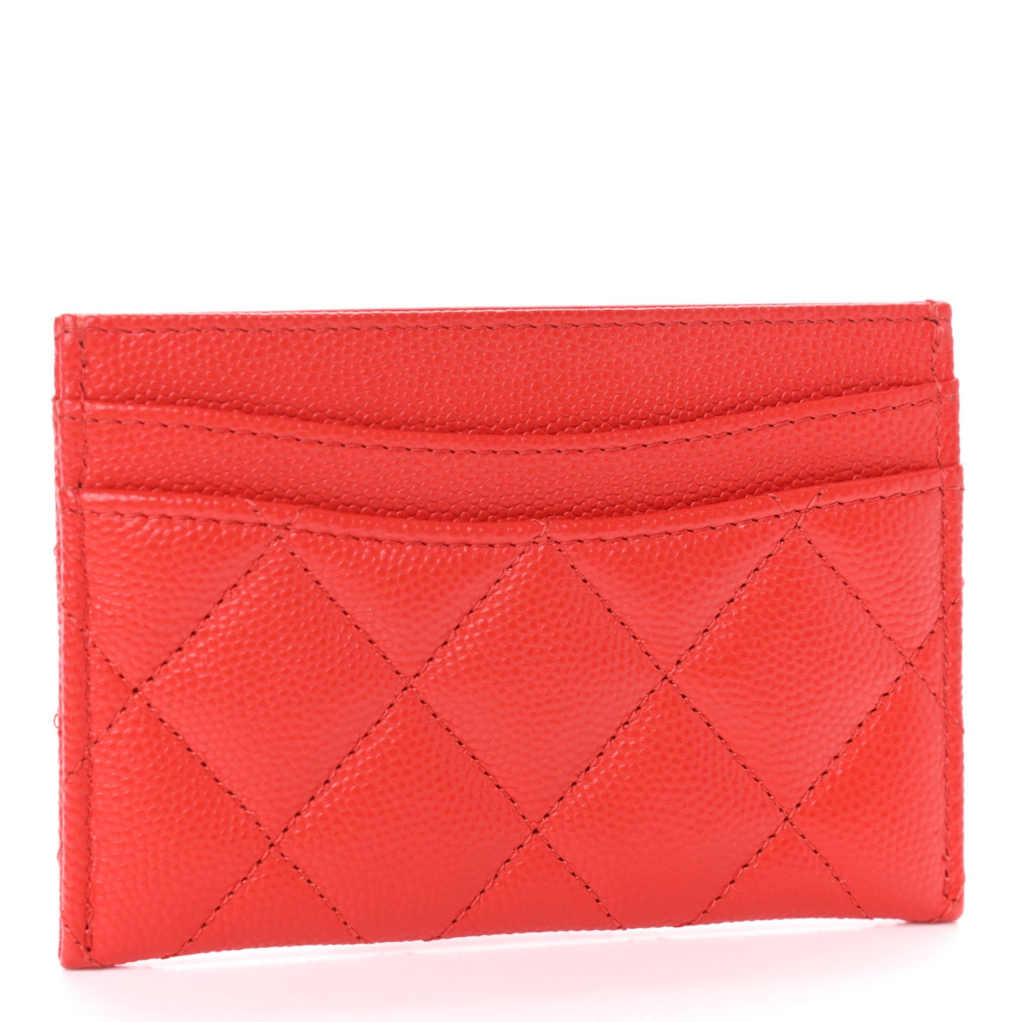 Caviar Quilted Card Holder Red