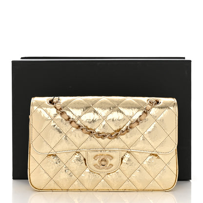 Chanel Hammered Metallic Calfskin Quilted Small Double Flap Gold 11 of 11