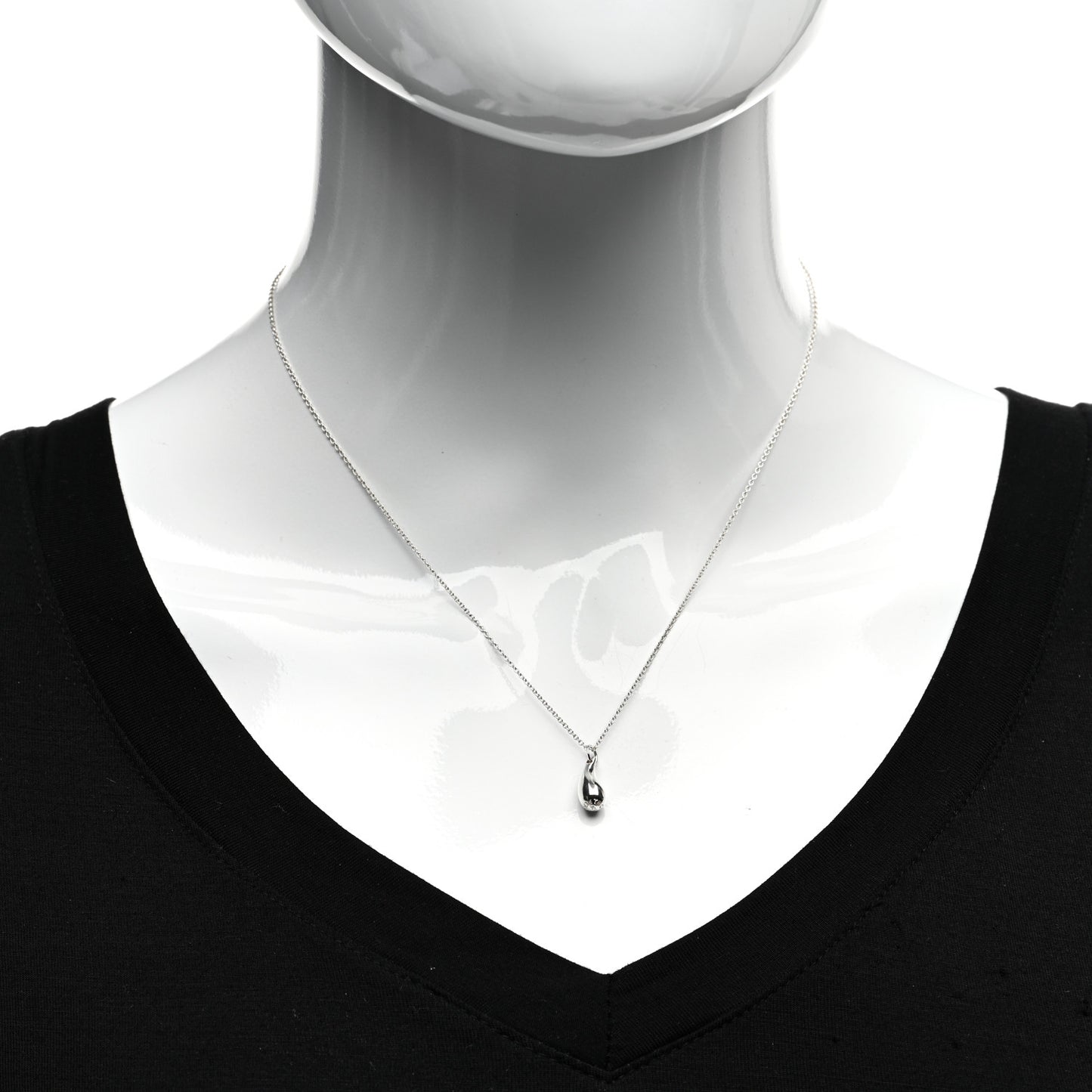 Sterling Silver 12mm Elsa Peretti Tear Drop Pendant Necklace