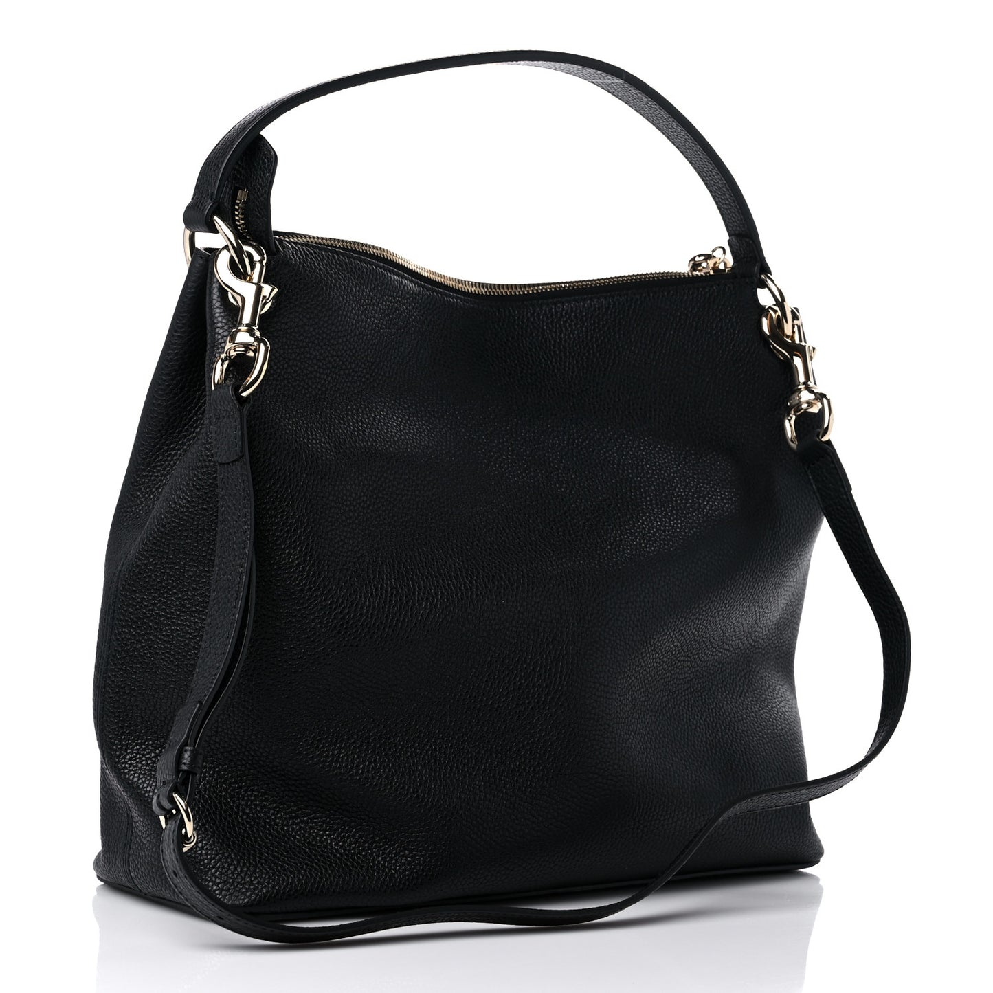 Pebbled Calfskin Large Soho Hobo Black