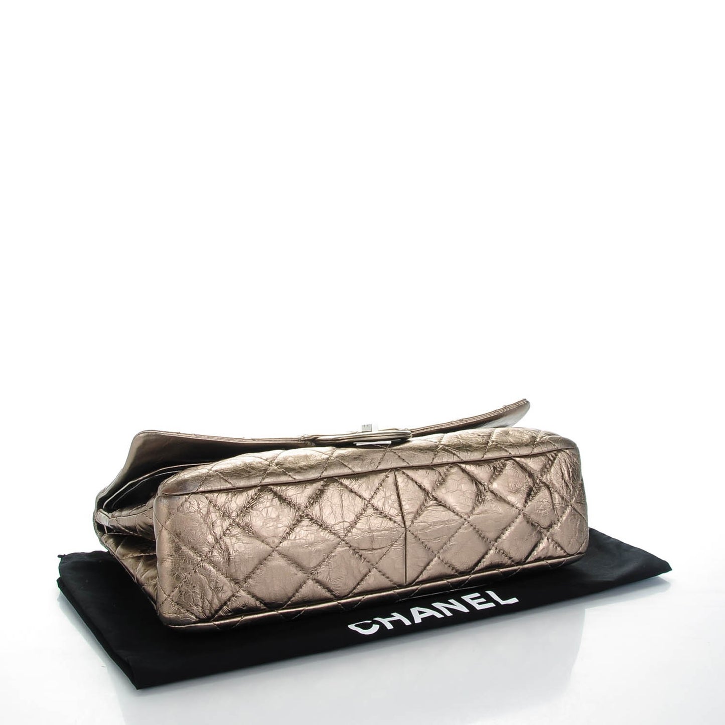 Metallic Aged Calfskin Quilted 2.55 Reissue 228 Flap Light Gold