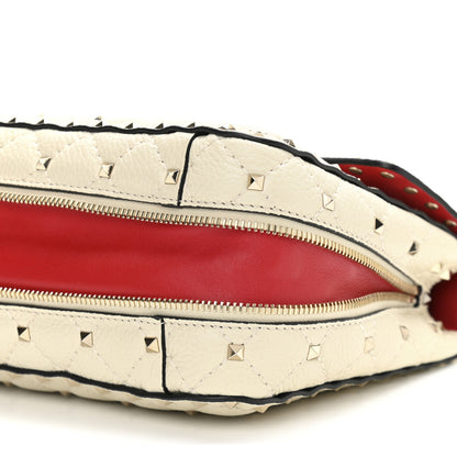 Valentino Garavani Grained Calfskin Medium Rockstud Spike Shoulder Bag Light Ivory 9 of 10