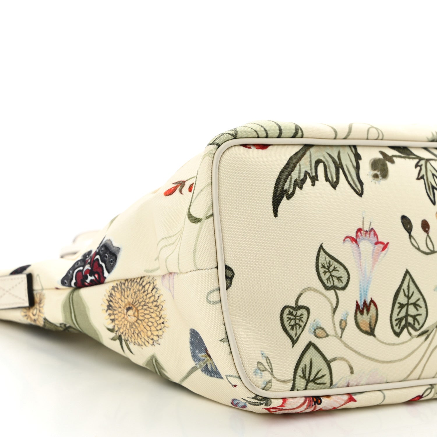 Gucci Canvas Flora Knight Medium Zippered Tote White 9 of 11