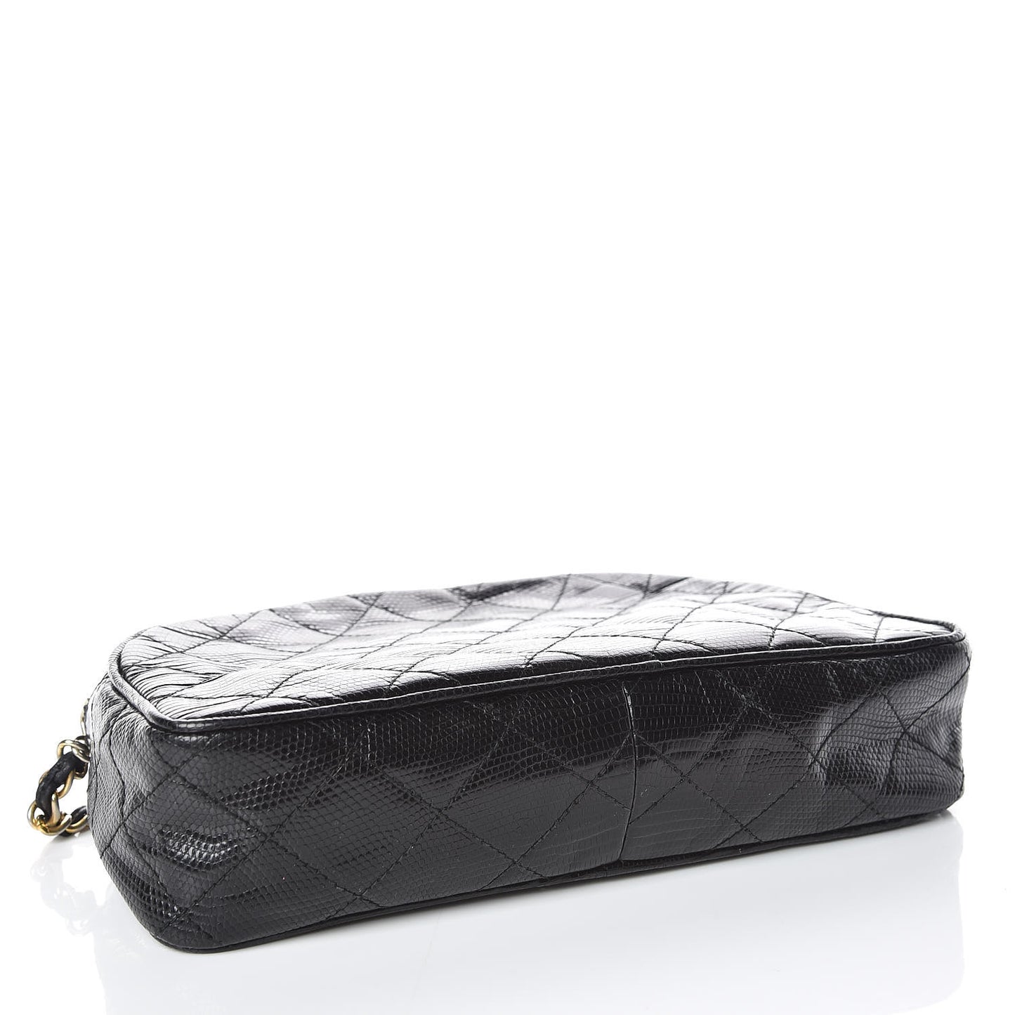 Lizard Quilted Small Tassel Camera Case Black