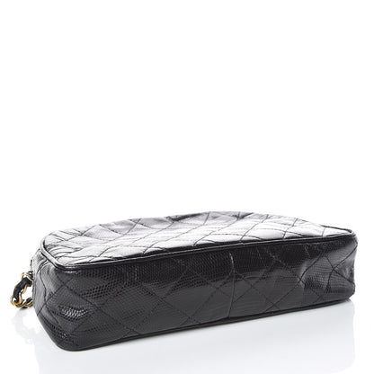 Chanel Lizard Quilted Small Tassel Camera Case Black 4 of 16