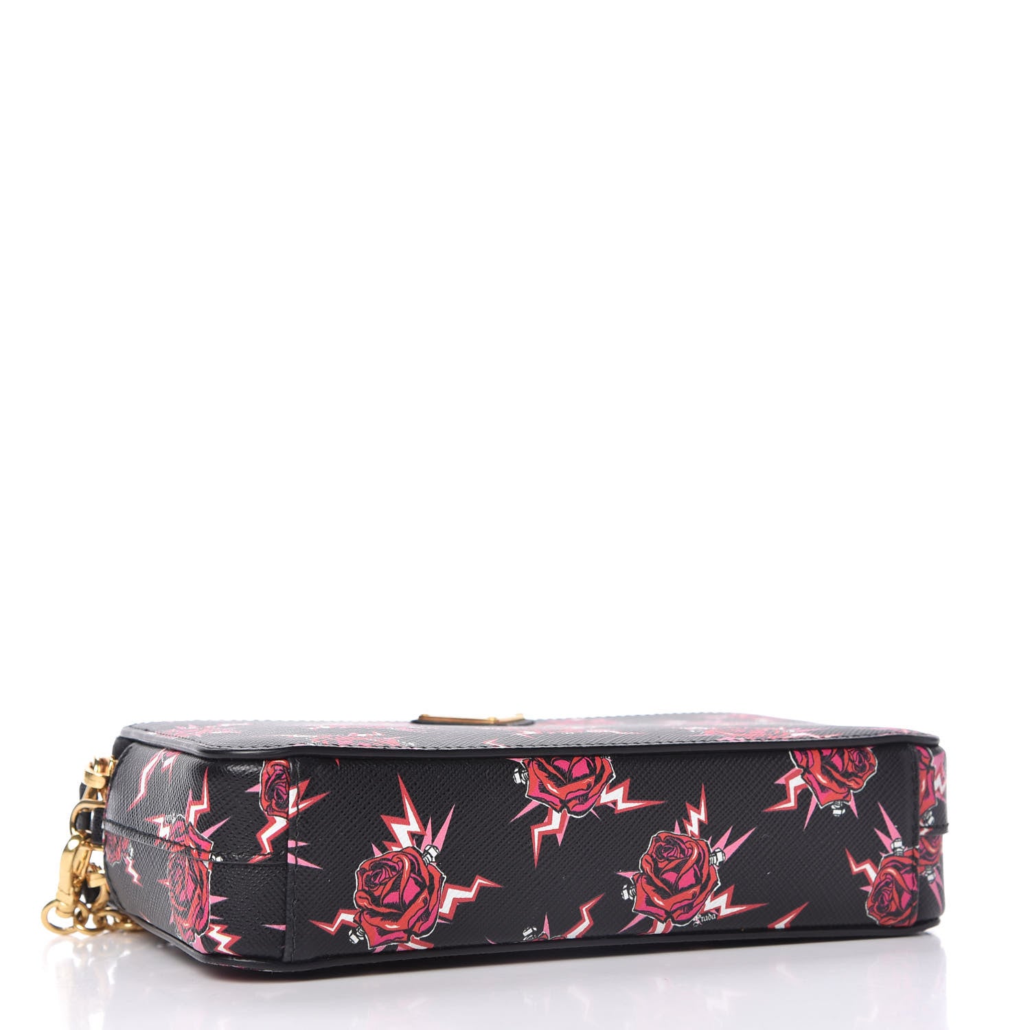 Prada X UNIVERSAL STUDIOS Saffiano Frankenstein Rose Mini Double Zip Chain Crossbody Bag Lacca 4 of 11