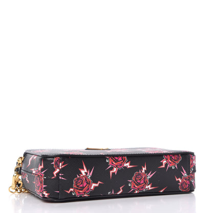 Prada X UNIVERSAL STUDIOS Saffiano Frankenstein Rose Mini Double Zip Chain Crossbody Bag Lacca 4 of 11