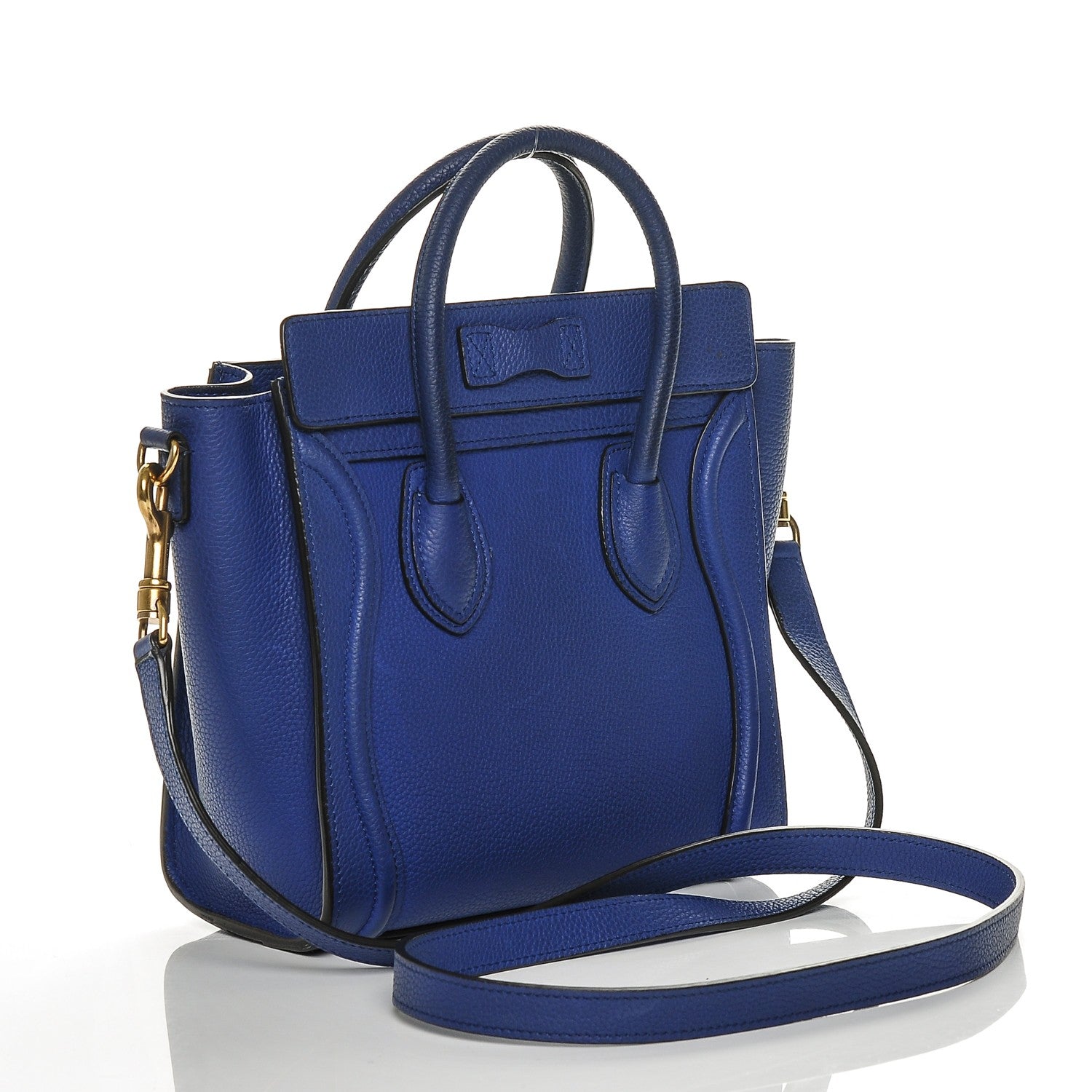 Celine Drummed Calfskin Nano Luggage Indigo 3 of 6