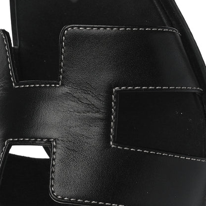 Hermes Box Calfskin Oran Sandals 38 Black 17 of 19