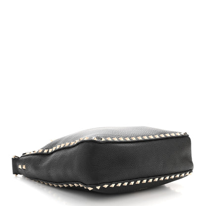 Valentino Garavani Pebbled Calfskin Small Rockstud Flip-Lock Messenger Bag Black 4 of 11