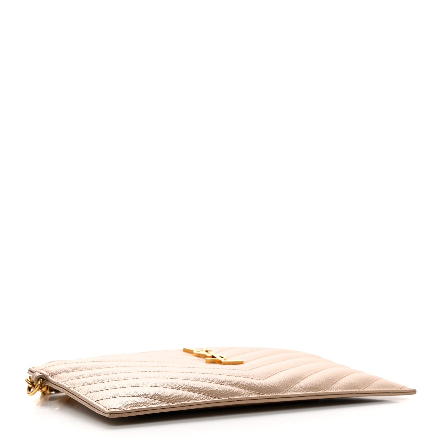 Grain De Poudre Chevron Monogram Large Bill Pouch Dark Beige