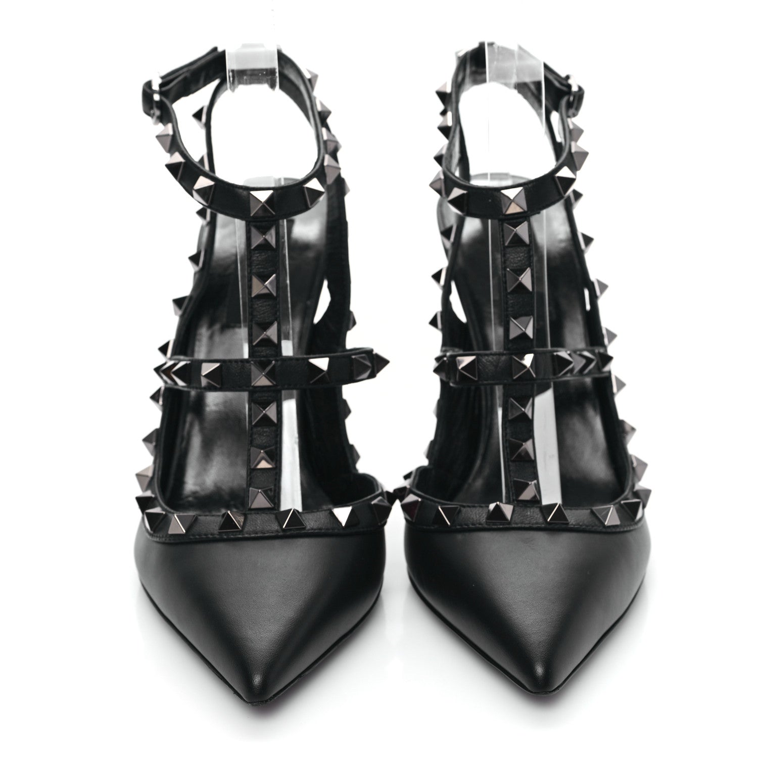Valentino Garavani Calfskin Nappa Rockstud Ankle Strap 100mm Pumps 38.5 Black 2 of 9