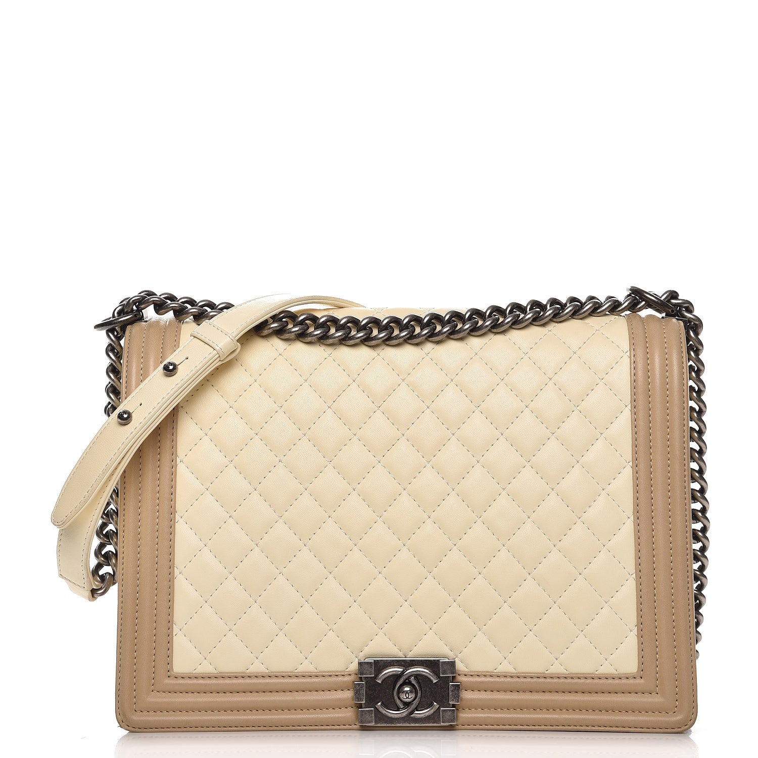 Chanel Lambskin Quilted Large Boy Flap Light Beige Dark Beige 1 of 9