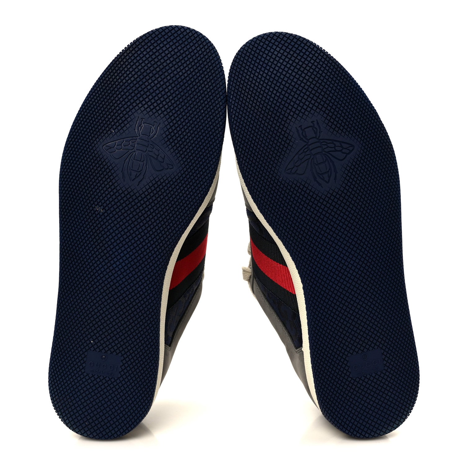 Gucci Suede GG Monogram Calfskin Web Mens Screener Sneakers 9 Grey Blue Red 6 of 10