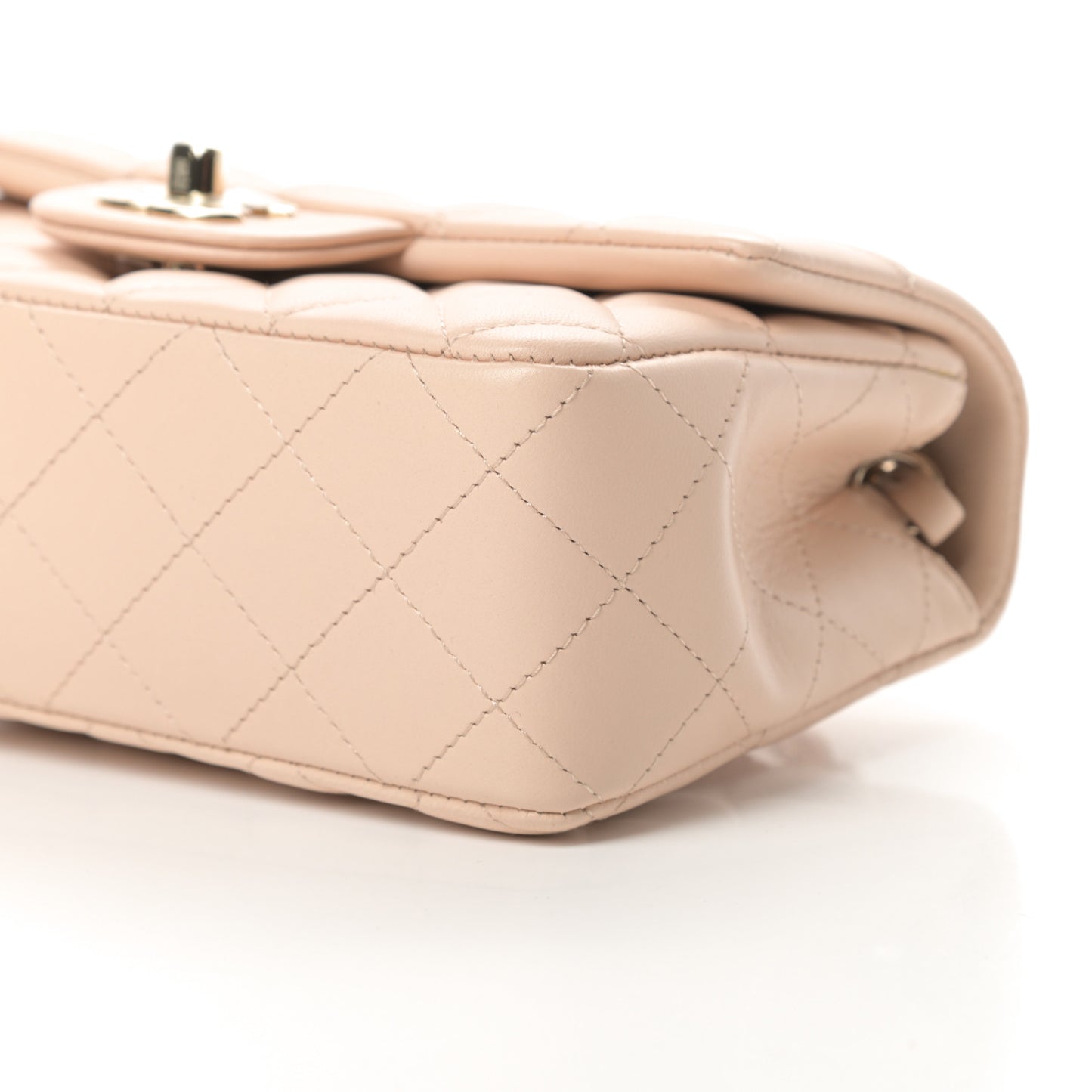 Lambskin Quilted Mini Rectangular Flap Beige