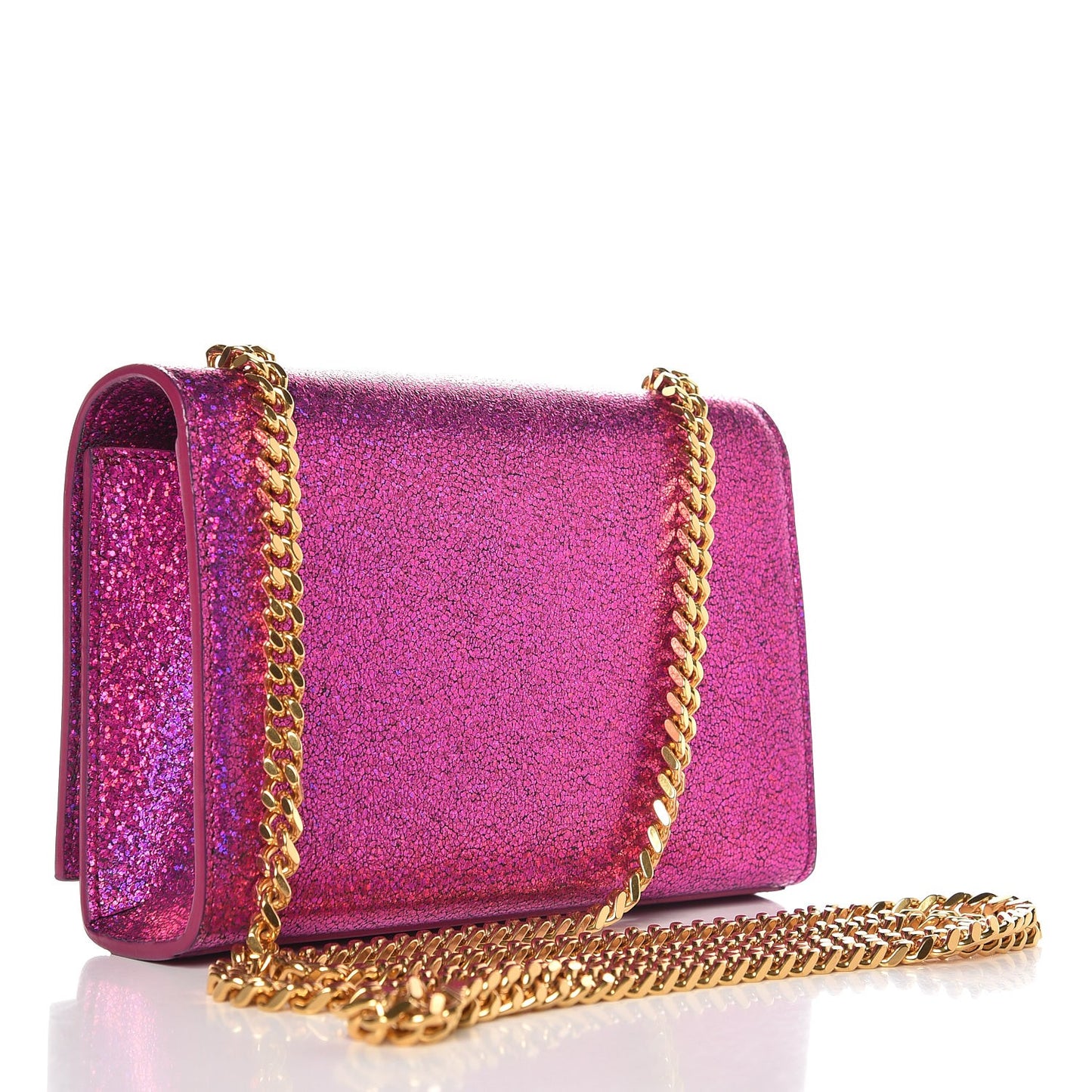 Metallic Calfskin Small Classic Monogram Kate Satchel Fuchsia