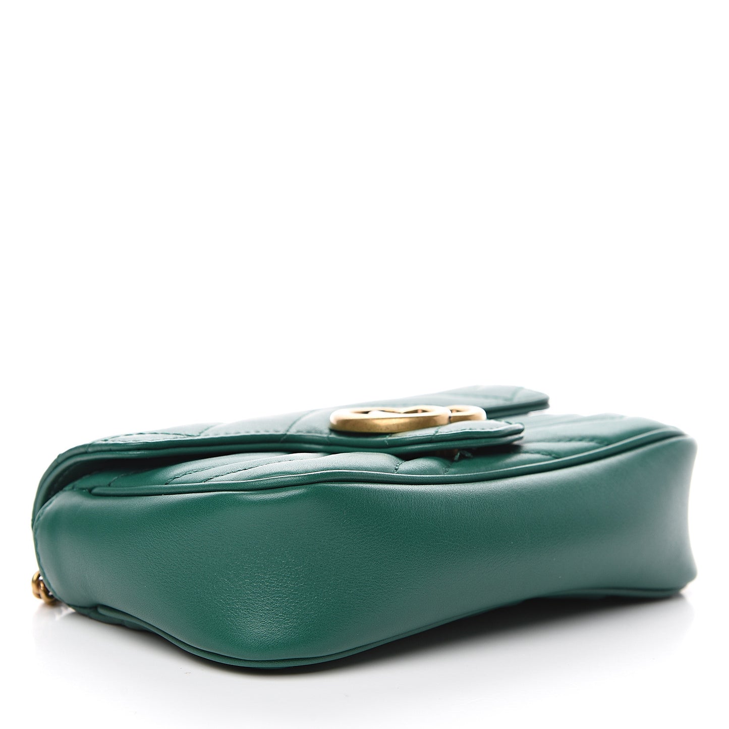 Calfskin Matelasse Super Mini GG Marmont Shoulder Bag Emerald Green
