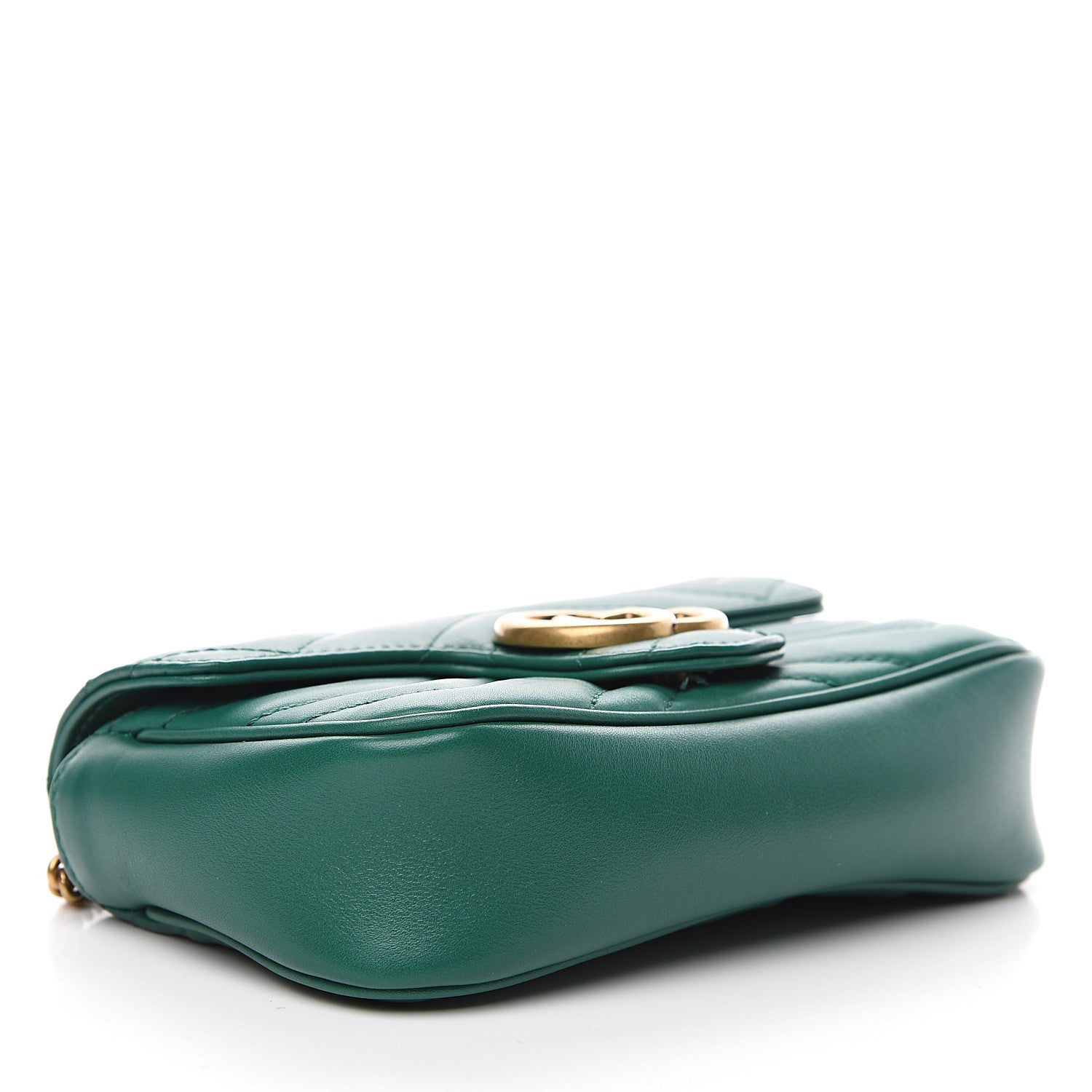 Gucci Calfskin Matelasse Super Mini GG Marmont Shoulder Bag Emerald Green 3 of 11