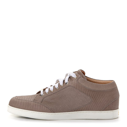 Jimmy Choo Metallic Lizard Embossed Miami Sneakers 42 Taupe 1 of 10