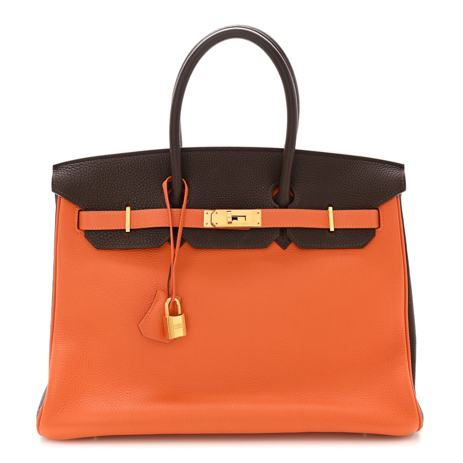 Hermes Togo Bi-Color Birkin 35 Chocolate Orange 1 of 14