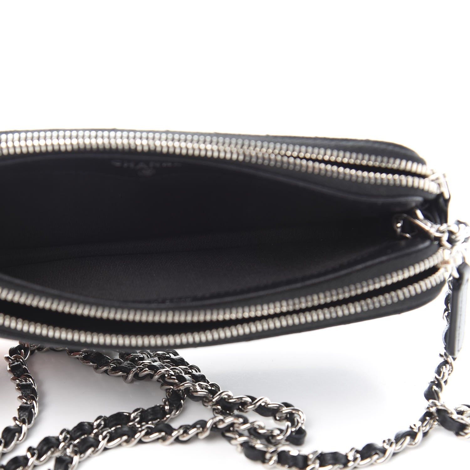 Chanel Caviar Quilted Diamond Small CC Duo Clutch With Chain Black 5 of 12