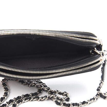 Chanel Caviar Quilted Diamond Small CC Duo Clutch With Chain Black 5 of 12
