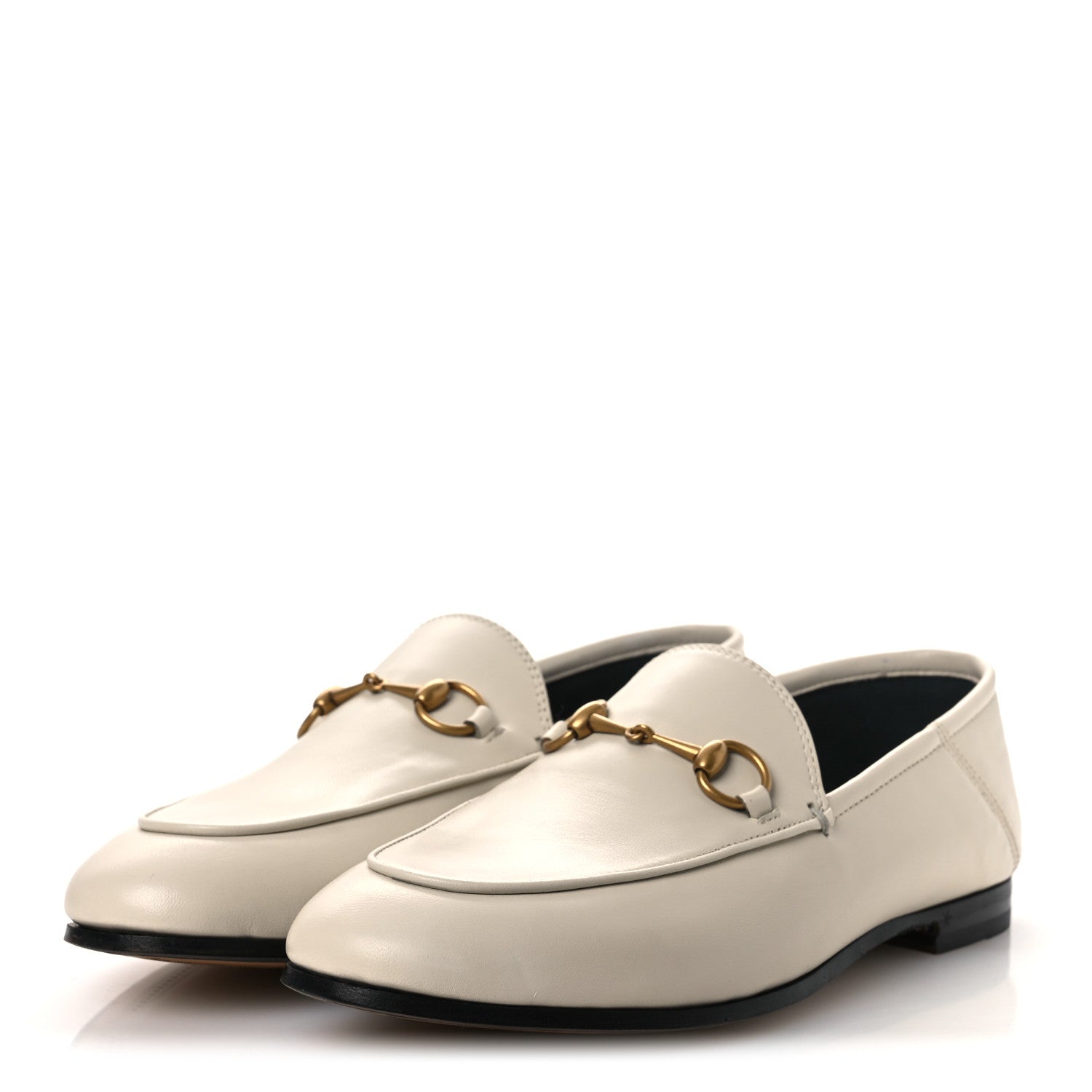 Gucci Lambskin Womens Brixton Horsebit Loafers 38 Mystic White 4 of 12