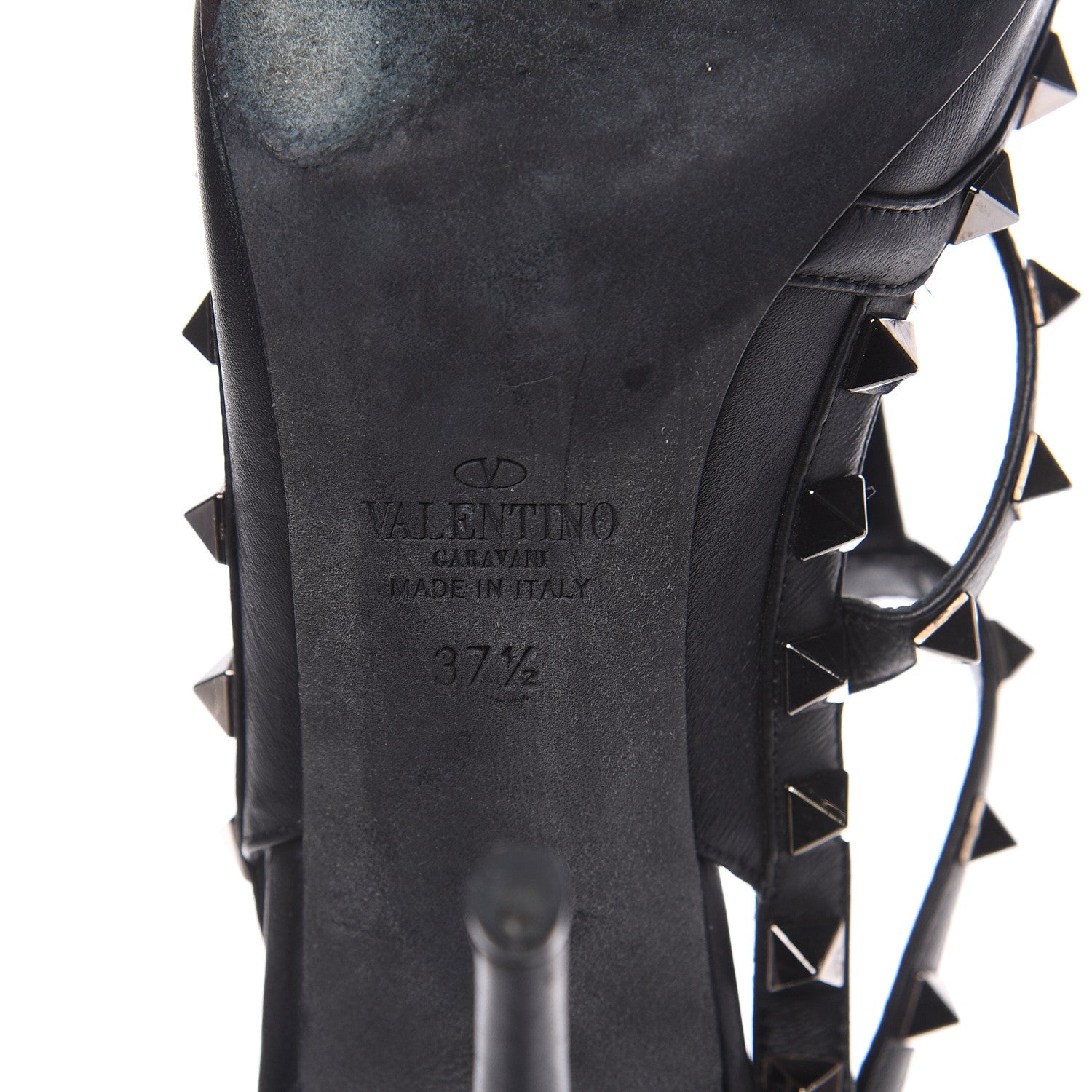 Valentino Garavani Calfskin Nappa Rockstud Ankle Strap 100mm Pumps 37.5 Black 6 of 10