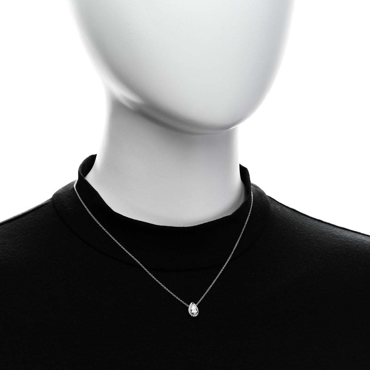 Platinum Diamond .55ct Pear Cut Micropave Pendant Necklace